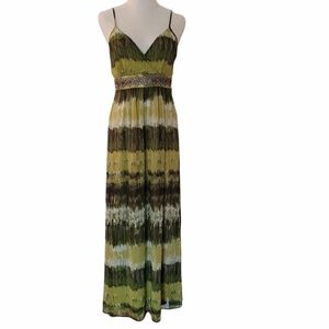 Apt. 9 Green Maxi Dress Beaded at the Waist Sz 6